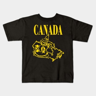 Canada Grunge Smiling Face Black Background Kids T-Shirt